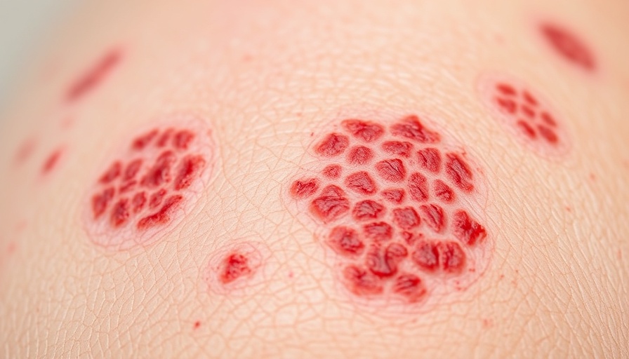 Shingles rash close-up highlights texture - shingles vaccine effectiveness.