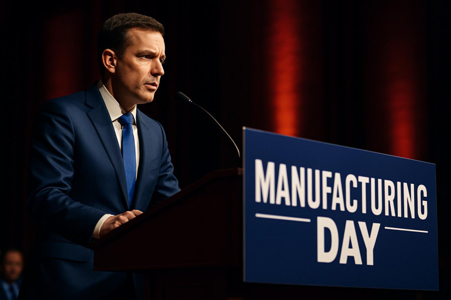 2025 NJ Manufacturing Day Awards presentation with event banner.