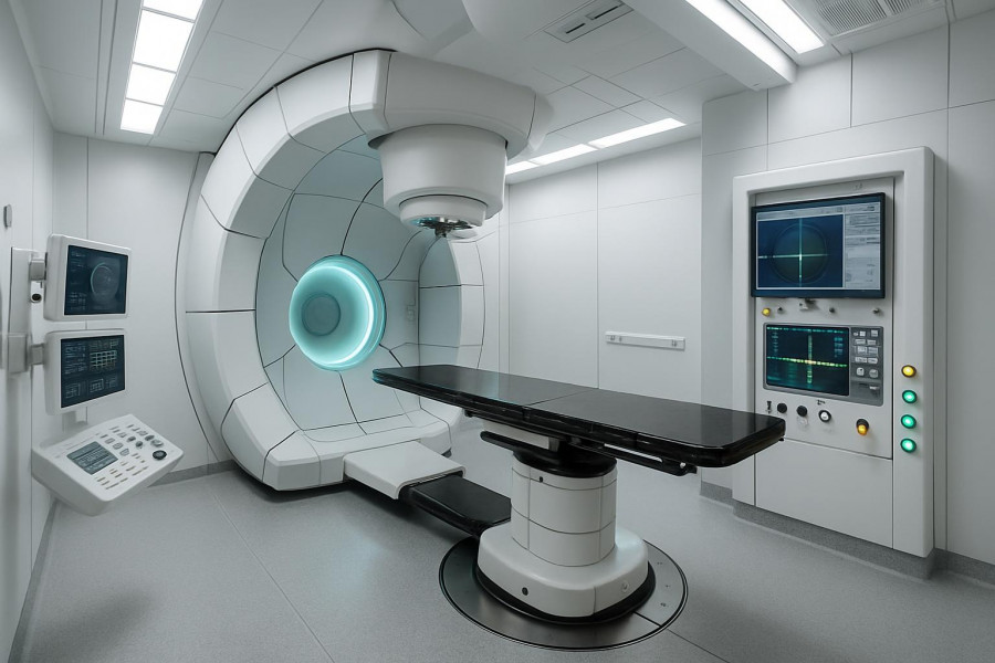 Advanced proton therapy system in New Jersey medical facility.