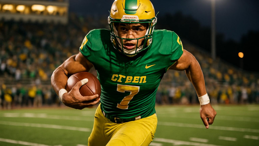 Montgomery football team player in action during a game.