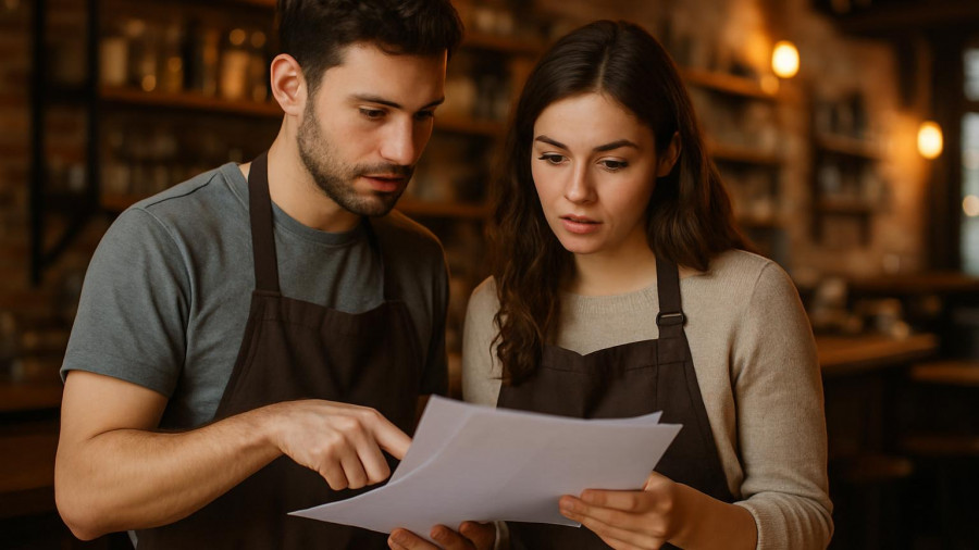 Young couple managing a family-owned cafe in New Jersey.
