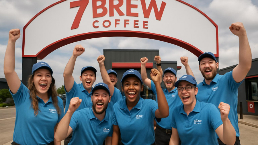 7 Brew Coffee second New Jersey drive-thru team celebration.