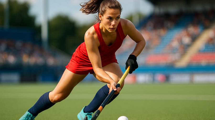 Clearview field hockey player in action during division crown match.