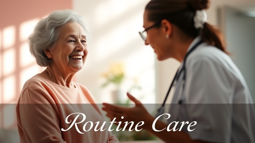 Elderly woman consults on mammogram guidelines in a warm, inviting clinic.
