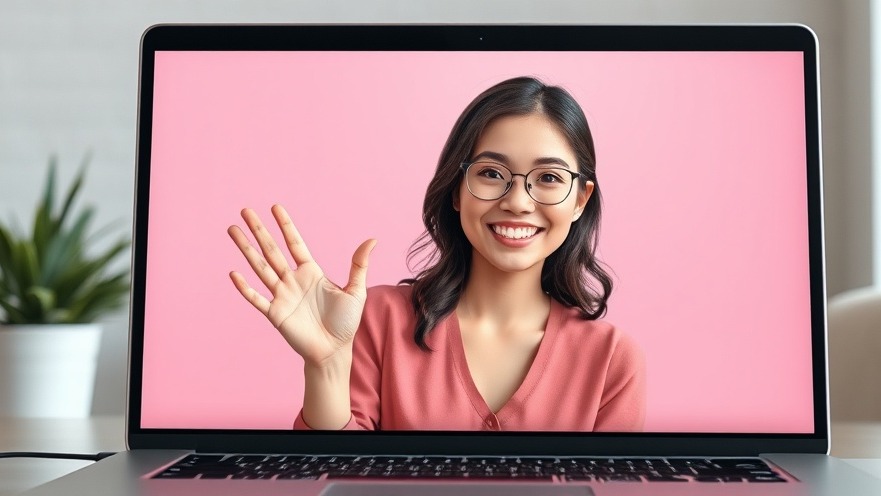 Young woman welcomingly gesturing on a laptop, emphasizing retirement planning for financial security.