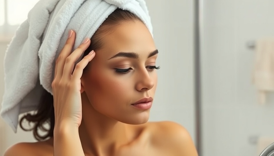 Cortisol and Skin Health: Woman examines her skin in mirror.