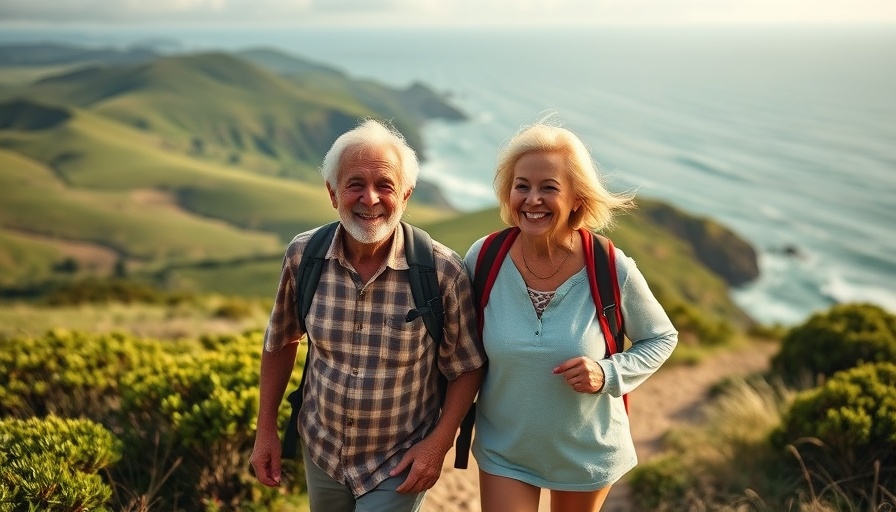 Older couple hiking happily, reflecting on retirement changes.