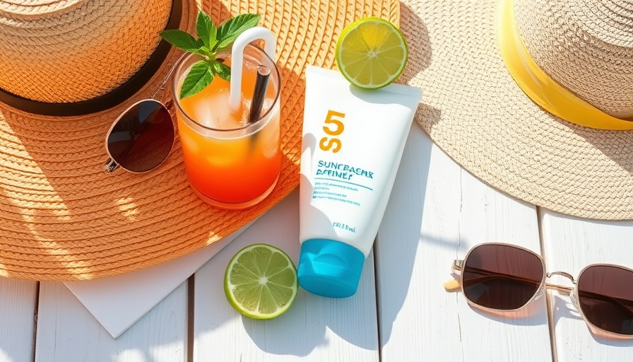 Natural Sunscreens 2025: sunscreen tube and summer essentials on a table.