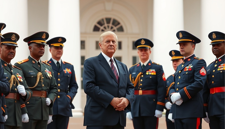 Prominent political figure and military guards at a formal event.