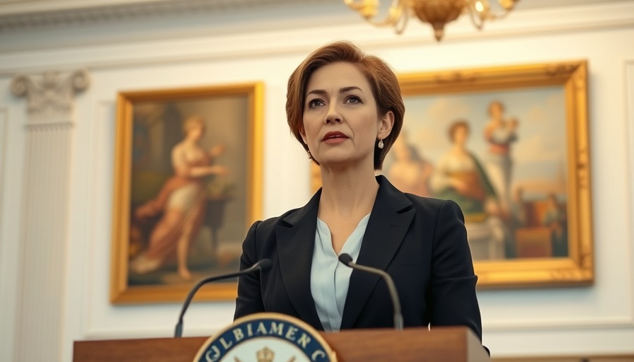 New Jersey federal prosecutor Alina Habba speaking confidently at a podium in an official setting.