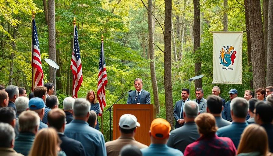 Individuals at New Jersey outdoor press conference on tick-borne illnesses legislation.