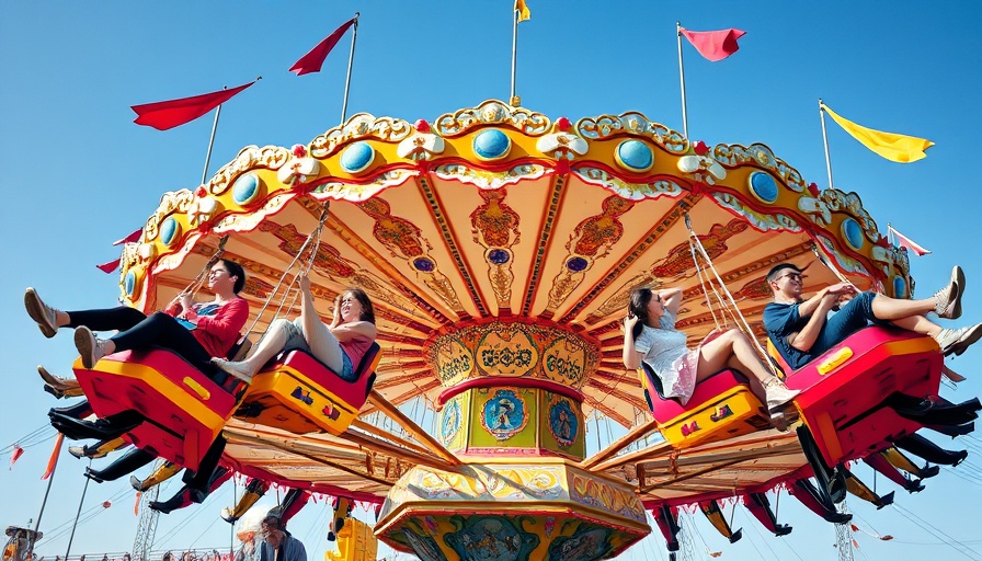 Vibrant swing ride at New Jersey August events, colorful and festive.