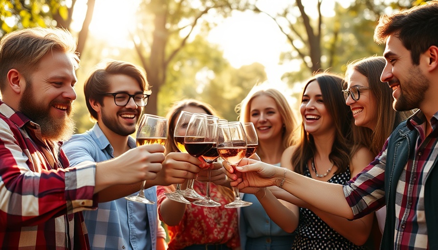 New Jersey Foodie event with friends clinking wine glasses outdoors.