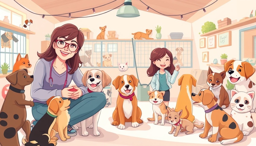 Newark animal shelter influencer promoting adoptions illustration.