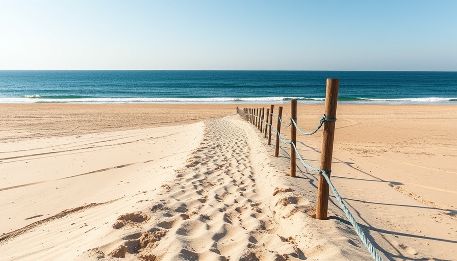 South Seaside Park's tranquil beach with sandy path and ocean view.