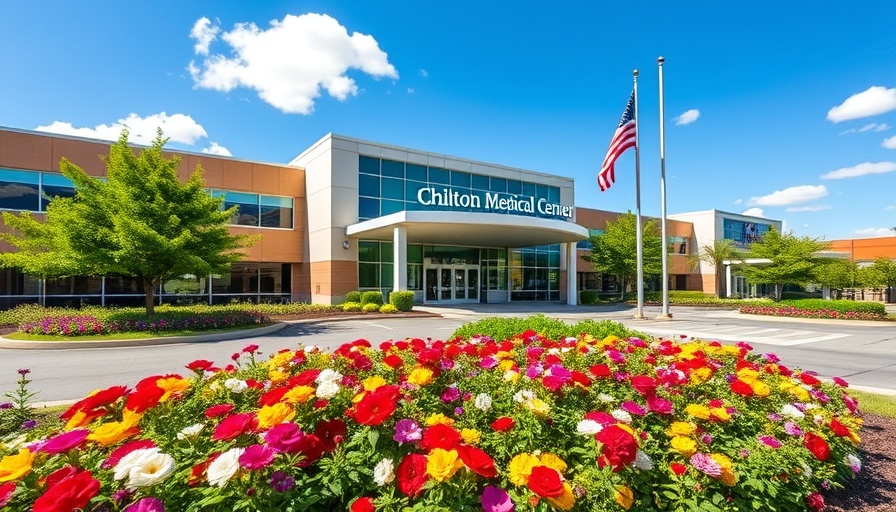 Chilton Medical Center entrance with colorful garden