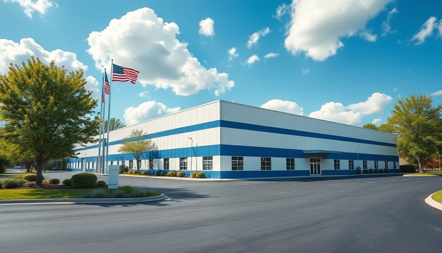 Modern industrial building in Union County under blue sky.