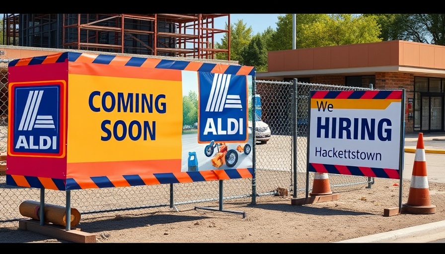 ALDI Hackettstown store opening with vibrant signage.