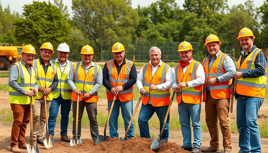 Echo Hill Dam Restoration Project groundbreaking ceremony with workers.