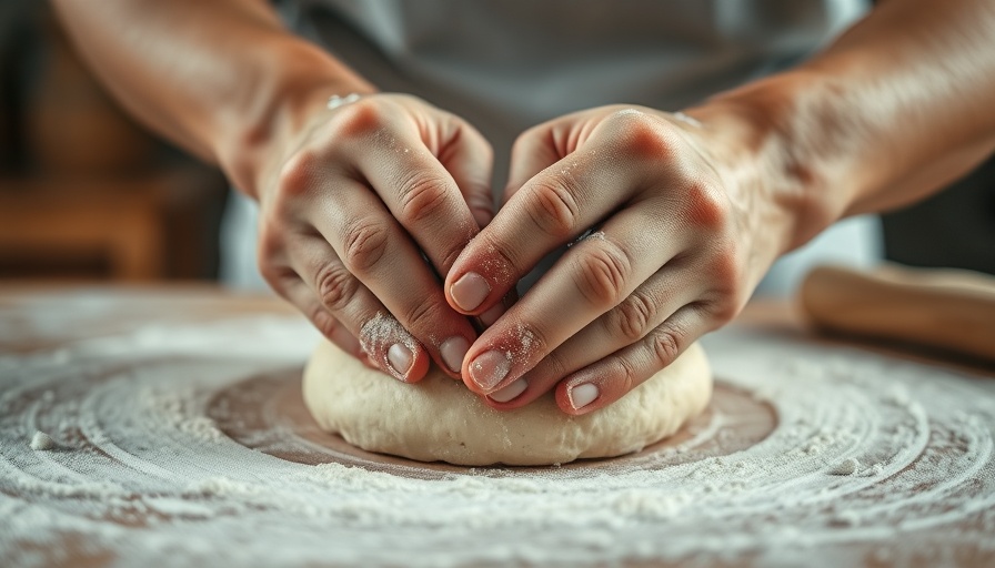 Chef kneading dough at Montclair Italian restaurant opening.