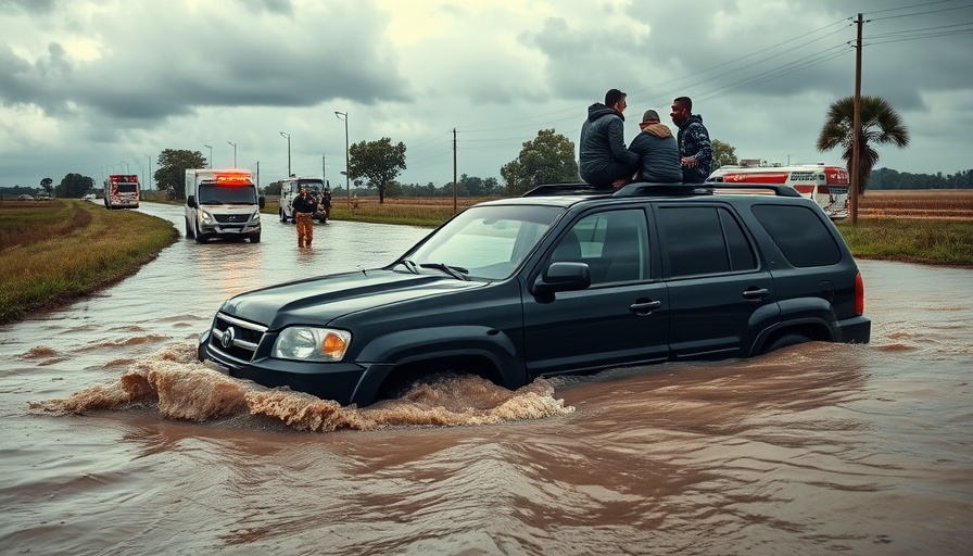 Phoenix valley news: Flood rescue operation with SUV submerged in water.