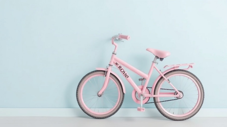Pink kid's bicycle against blue wall Kidical Mass Phoenix.