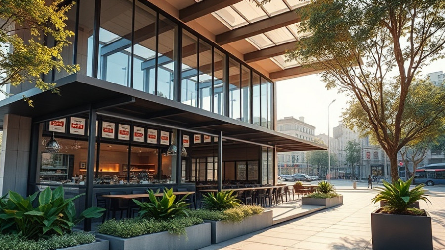 Mokas Coffee & Eatery expansion in Phoenix, sleek modern building design.