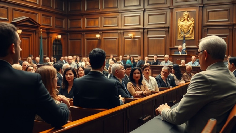Courtroom scene during Roderick Sutherland trial verdict.