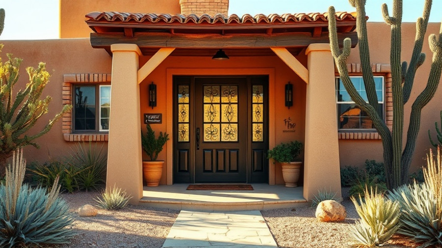 Entrance of a Southwestern-style home with security sign, Phoenix Arizona juvenile crime.