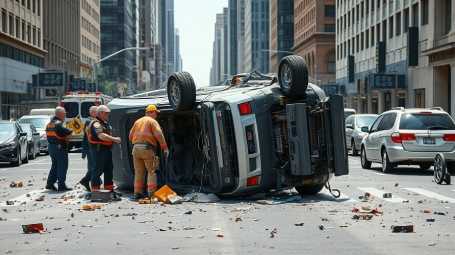 Emergency scene in Phoenix officers rollover crash recovery.