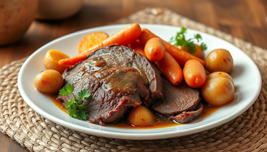 Instant Pot pot roast with vegetables on white plate