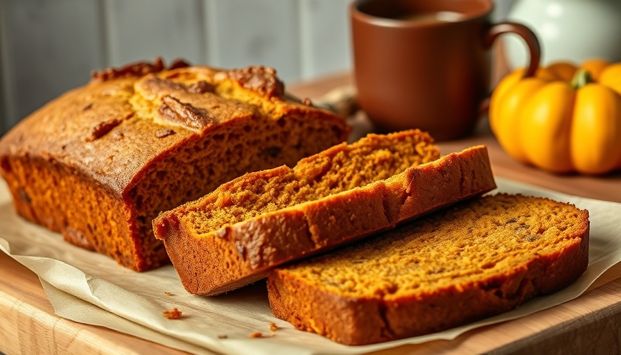 Delicious slices of paleo pumpkin bread on parchment.