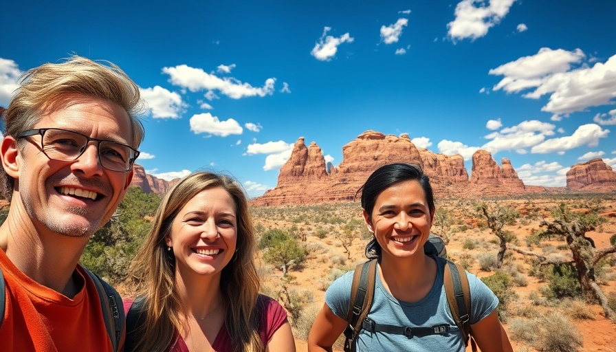 Individuals enjoying a scenic desert hike, mental health care access lawsuit context.