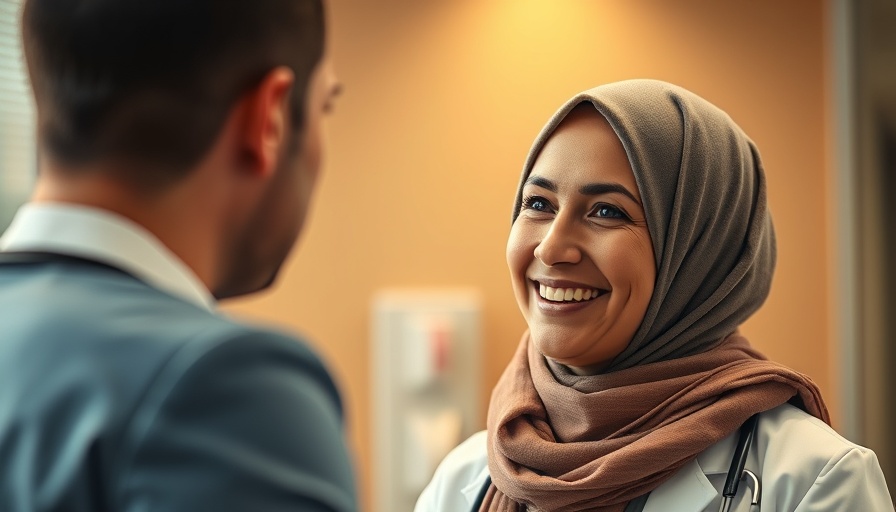 Young woman with headscarf discussing with doctor, UK cancer death rates