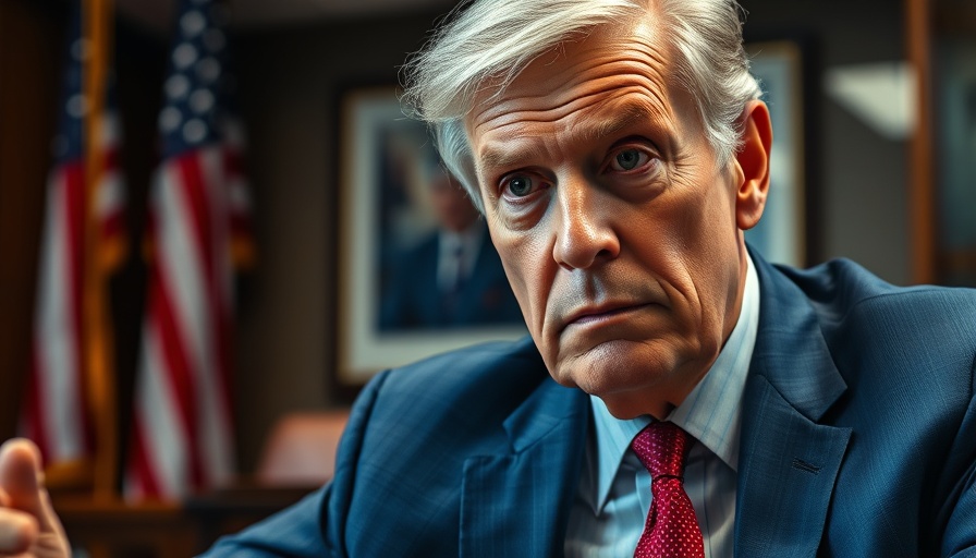 Serious older man in blue suit contemplating at a meeting.