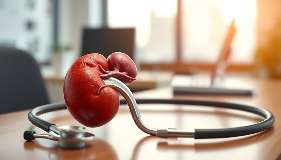 3D kidney model and stethoscope on desk, Sibeprenlimab IgA Nephropathy Treatment concept.