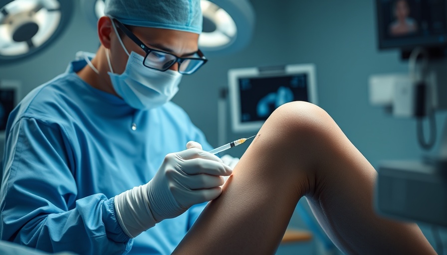Knee stem cell injection procedure in a medical setting.