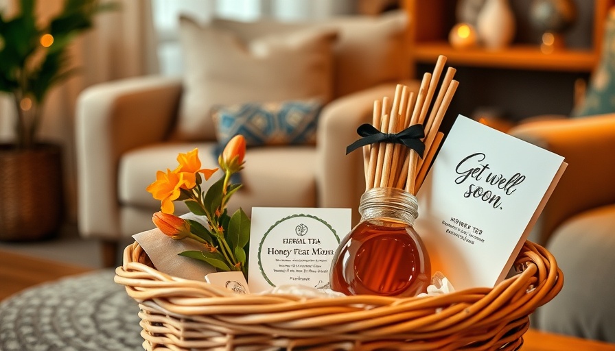 Gift basket with comfort items for someone under the weather.