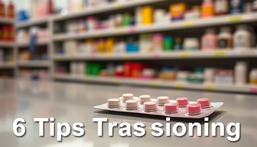 Blister pack of pills in a pharmacy with '6 Tips Transitioning' text for transitioning from combo pills to POPs.