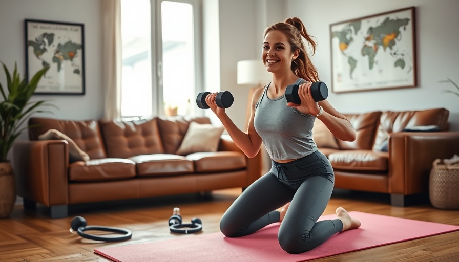 Woman doing a low impact strength workout at home.