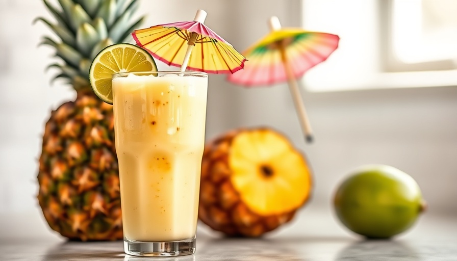 Piña Colada Protein Smoothie with pineapple and lime.
