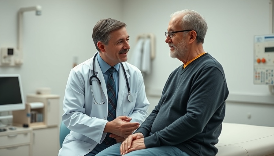 Doctor with elderly patient in a medical consultation, AI in Geriatric Hematology.