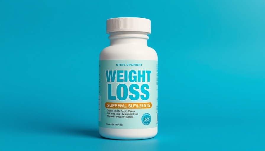 Weight loss supplement bottle on blue background, clear text and design.