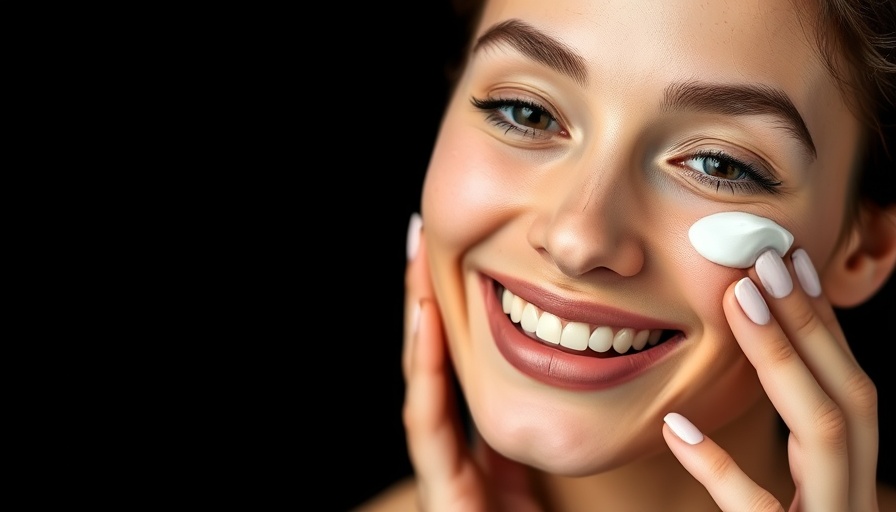 Young woman applying cream for acne coverage.