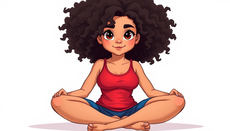 Confident woman sitting cross-legged in vibrant attire.