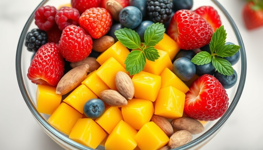 Colorful fruit bowl with berries and mango for overcoming confidence issues in Phoenix.