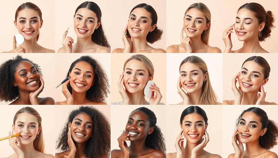 Collage of women demonstrating beauty techniques over 50.