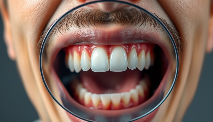 Healthy teeth close-up with dental mirror reflecting teeth image.