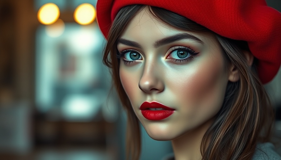 Young woman in red beret with red lipstick, showcasing style tips.