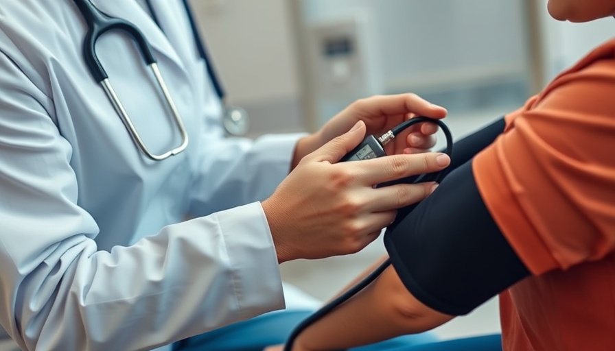 Healthcare professional checking patient's blood pressure, highlighting finerenone benefits for heart failure.